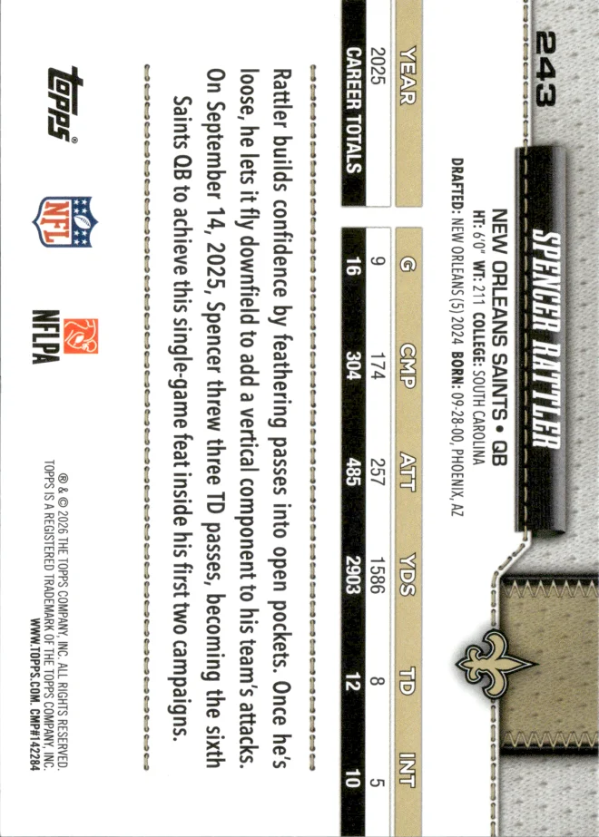 Spencer Rattler card back