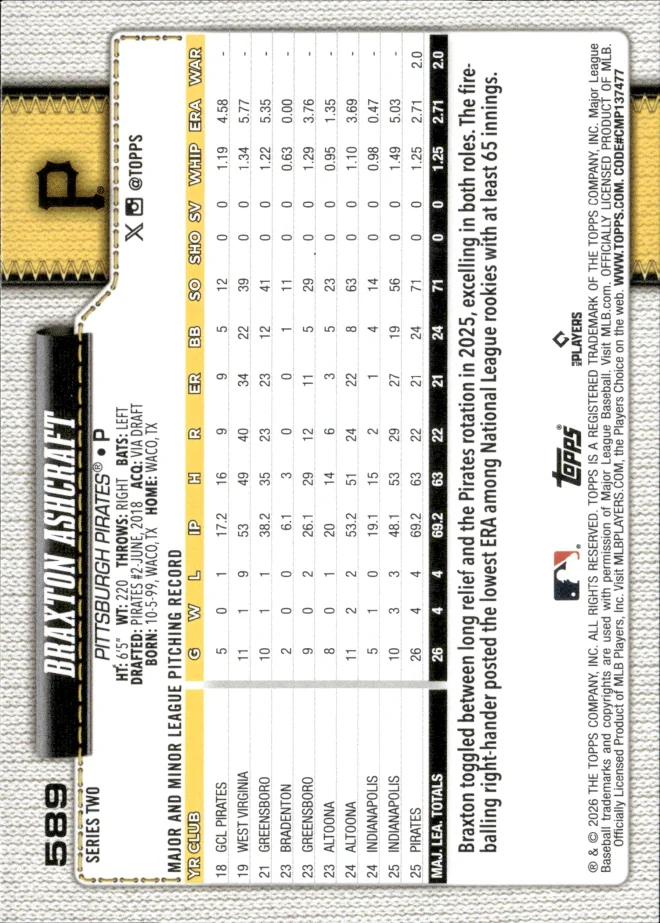 Braxton Ashcraft card back