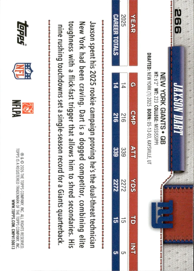 Jaxson Dart card back