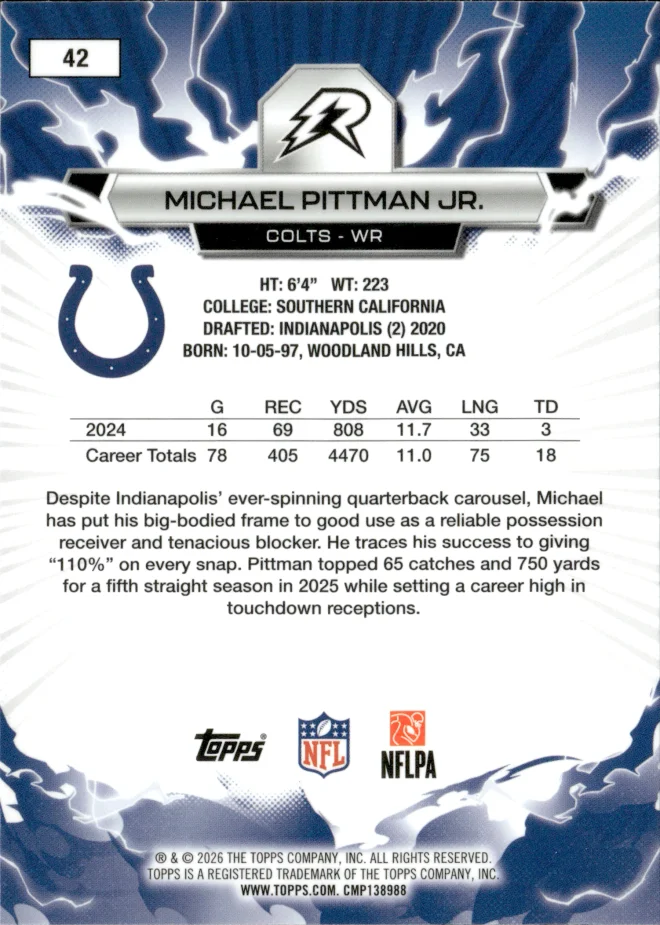 Michael Pittman Jr. card back
