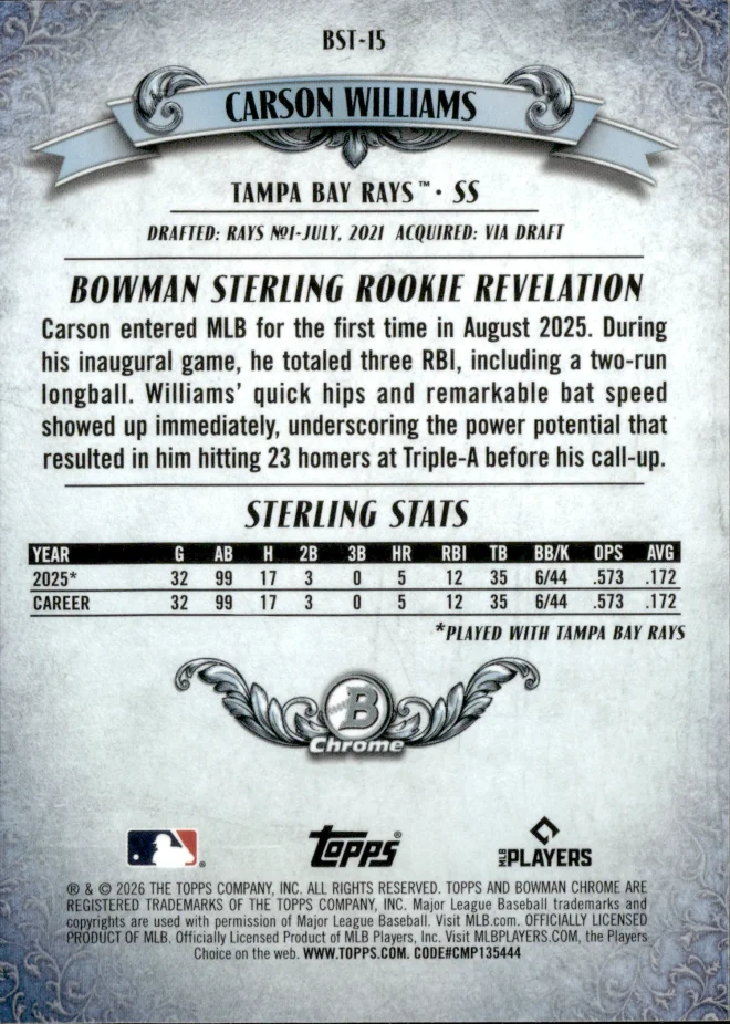 Carson Williams card back
