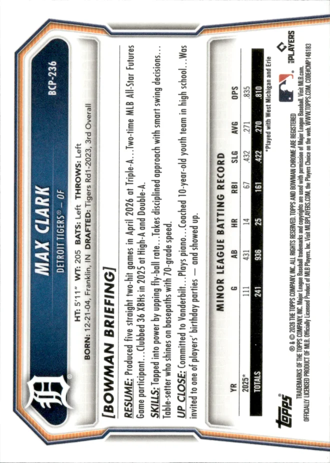 Max Clark card back