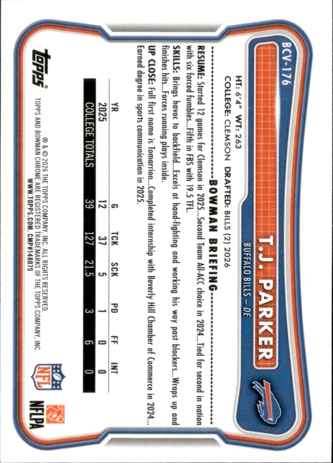 T.J. Parker card back