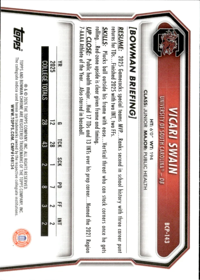 Vicari Swain card back
