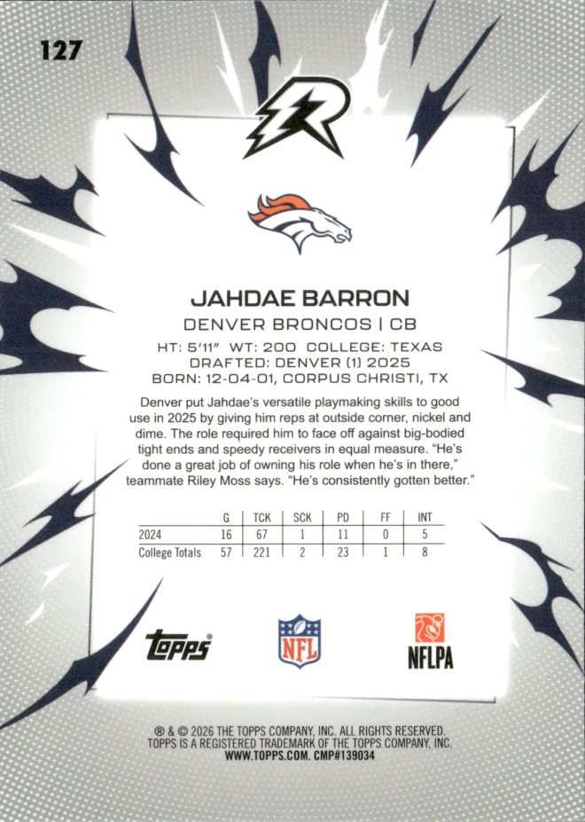 Jahdae Barron card back