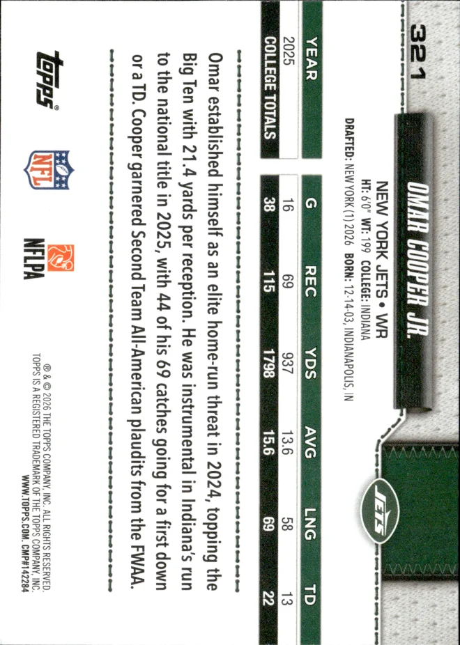 Omar Cooper Jr. card back