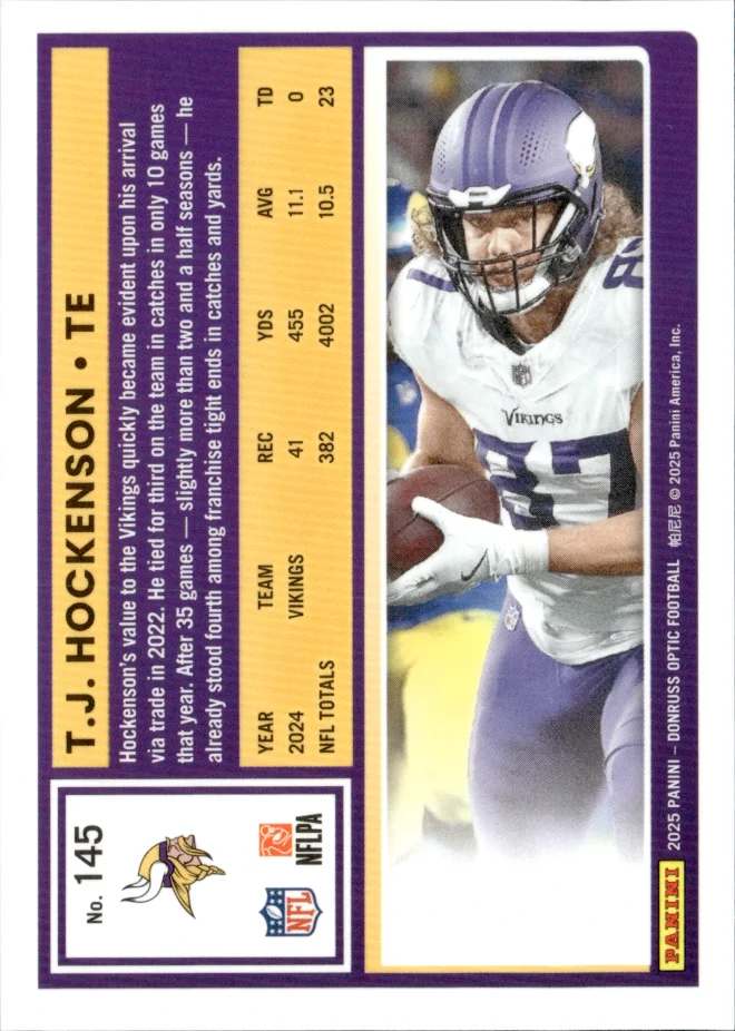 T.J. Hockenson card back