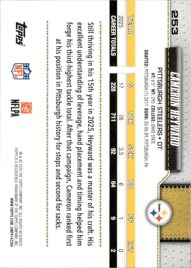 Cameron Heyward card back