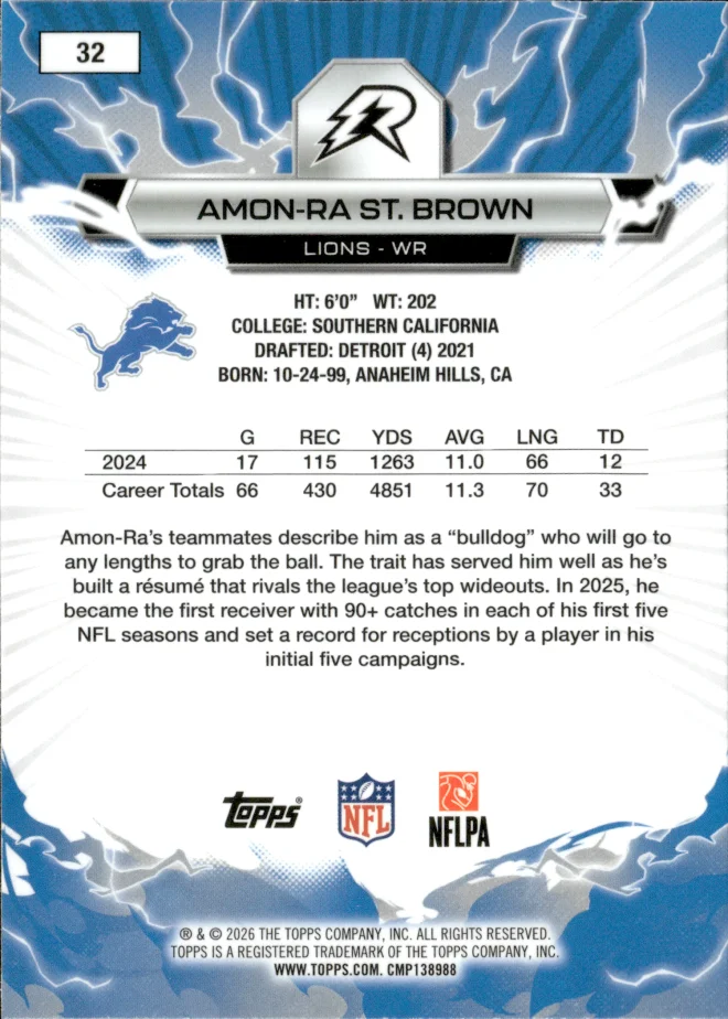 Amon-Ra St. Brown card back