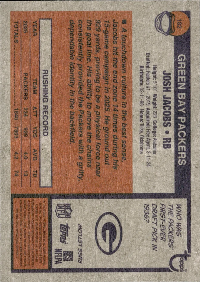 Josh Jacobs card back