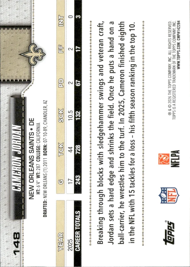 Cameron Jordan card back
