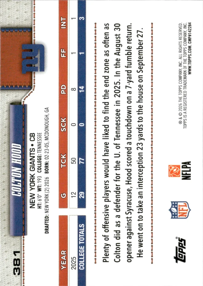Colton Hood card back