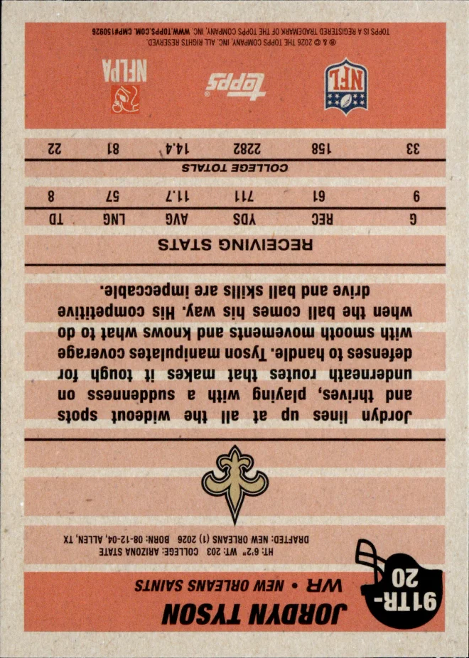Jordyn Tyson card back