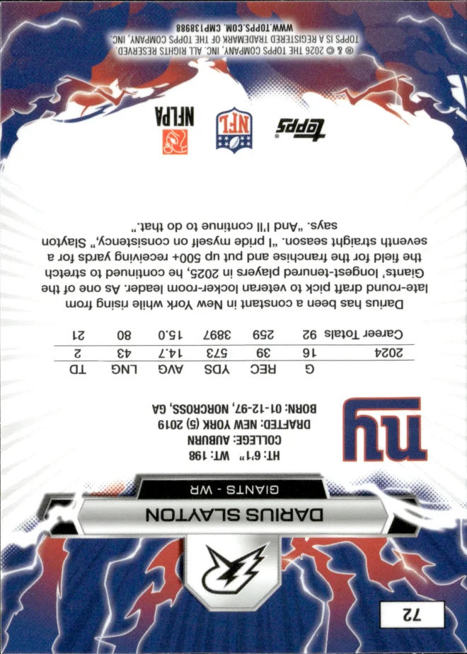 Darius Slayton card back