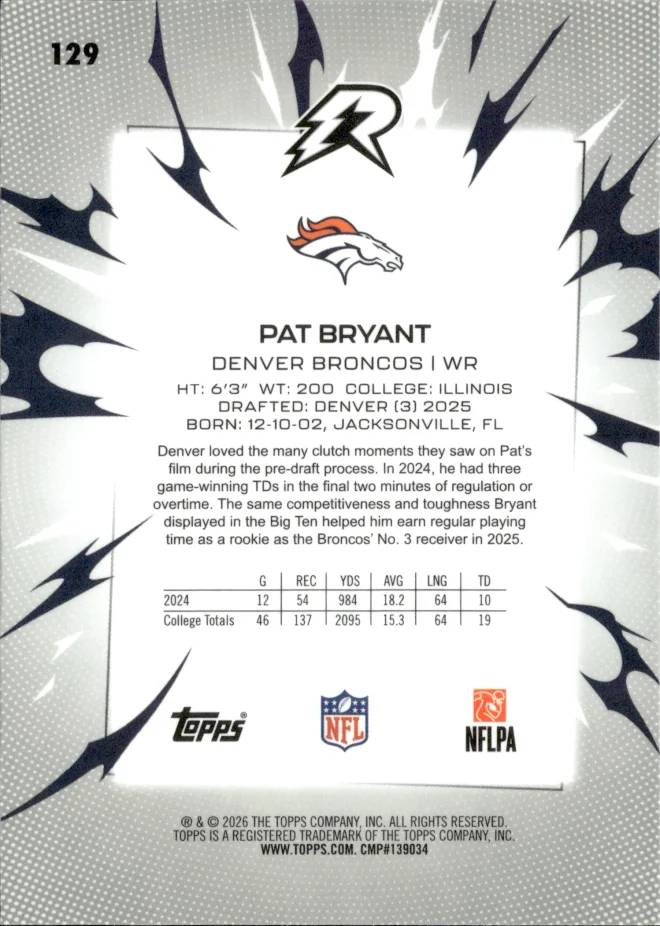 Pat Bryant card back