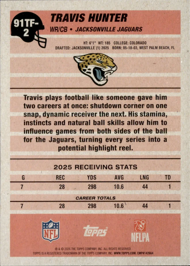 Travis Hunter card back