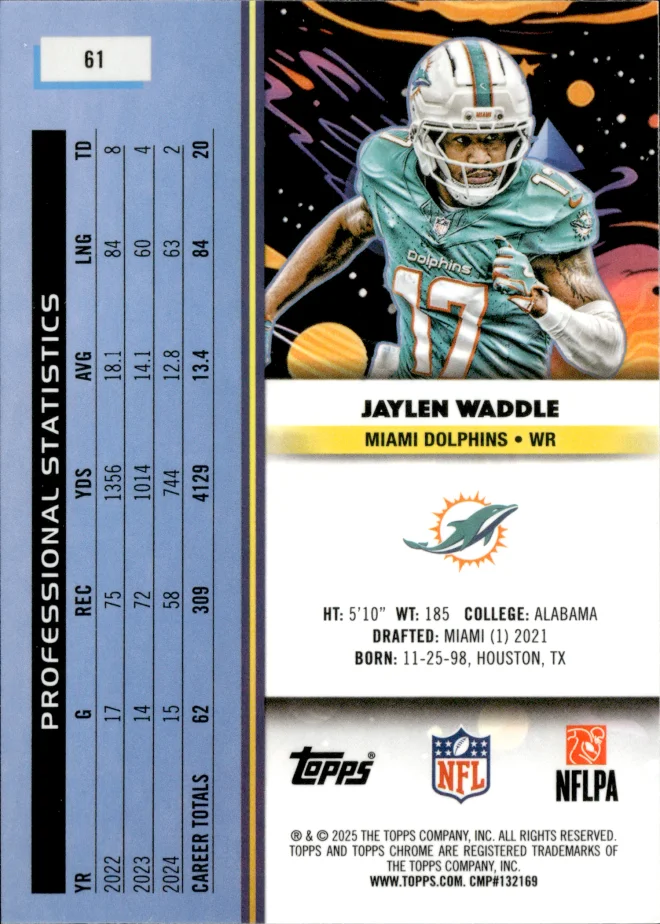 Jaylen Waddle card back