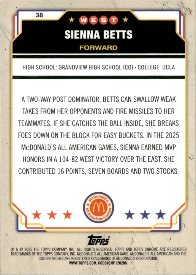 Sienna Betts card back