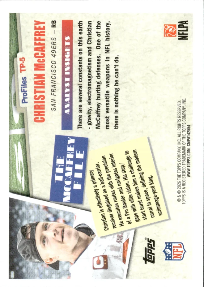 Christian McCaffrey card back