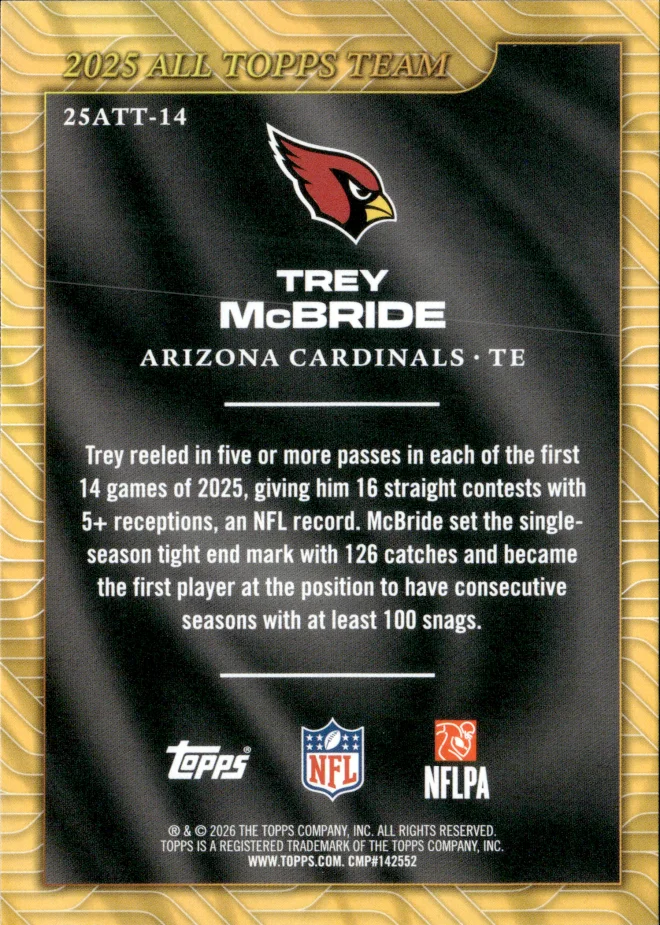 Trey McBride card back