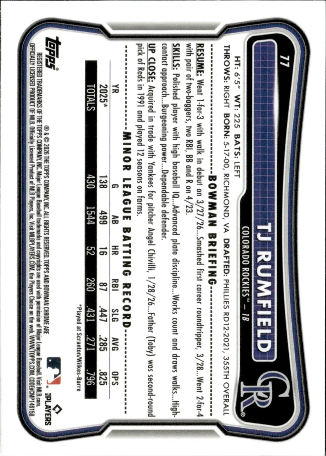 TJ Rumfield card back