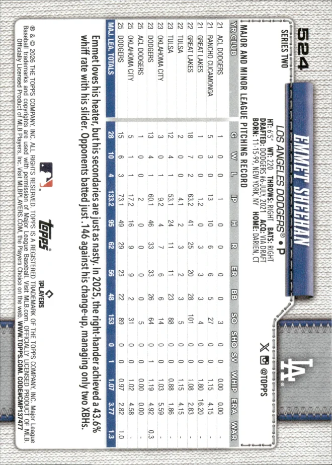 Emmet Sheehan card back