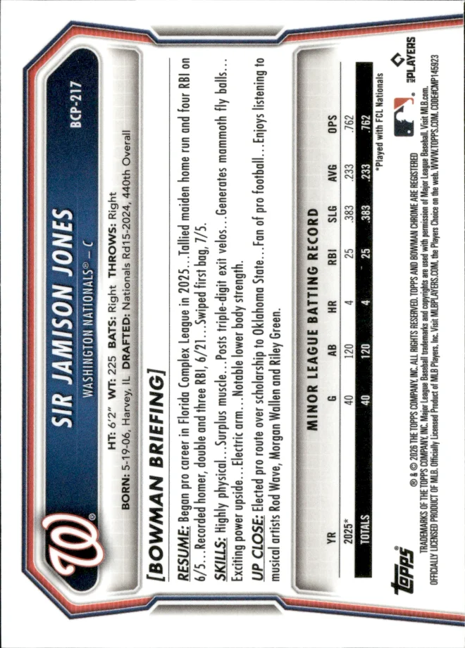 Sir Jamison Jones card back