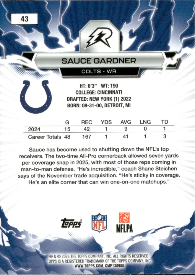 Sauce Gardner card back