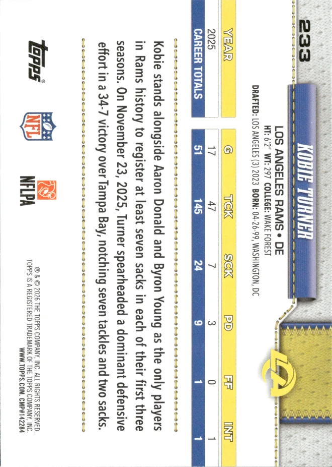 Kobie Turner card back
