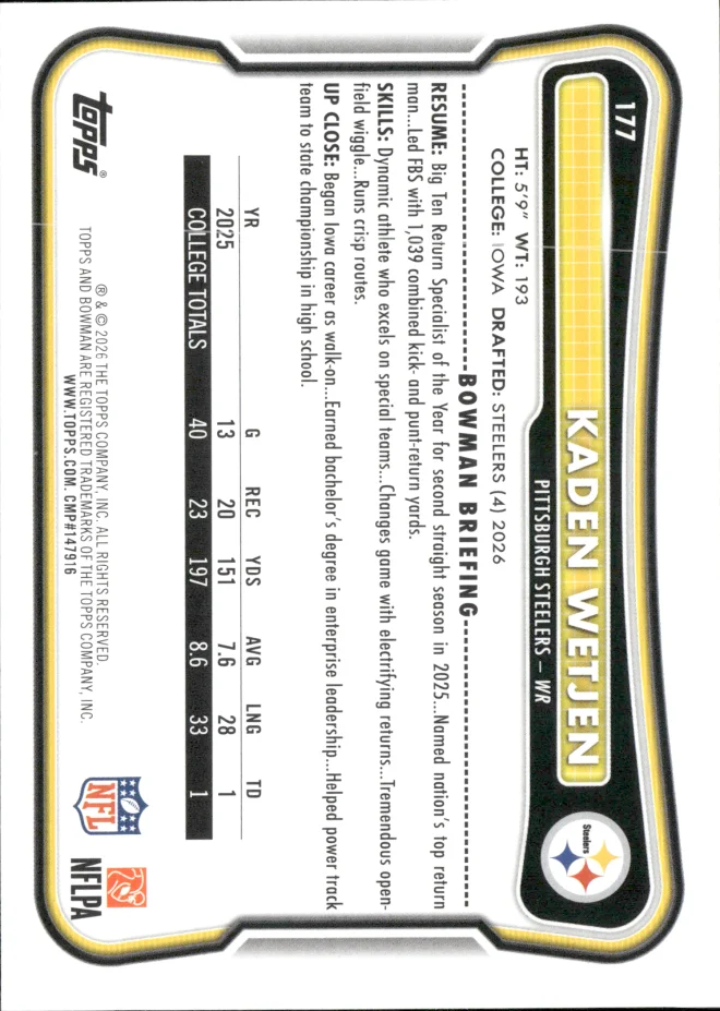 Kaden Wetjen card back