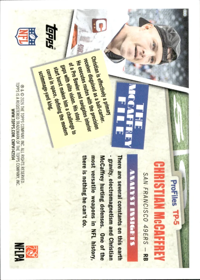 Christian McCaffrey card back