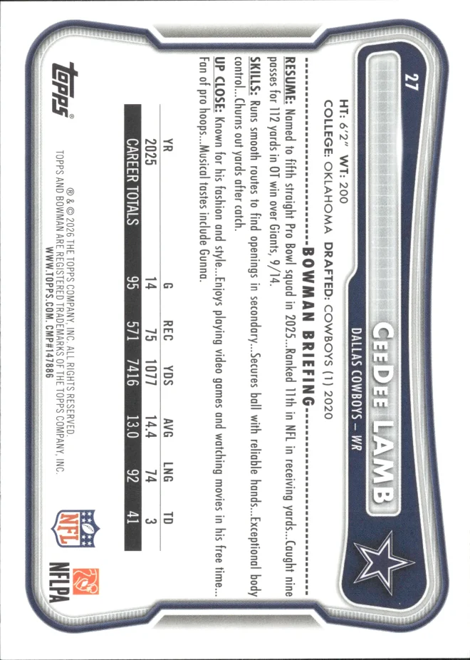 CeeDee Lamb card back