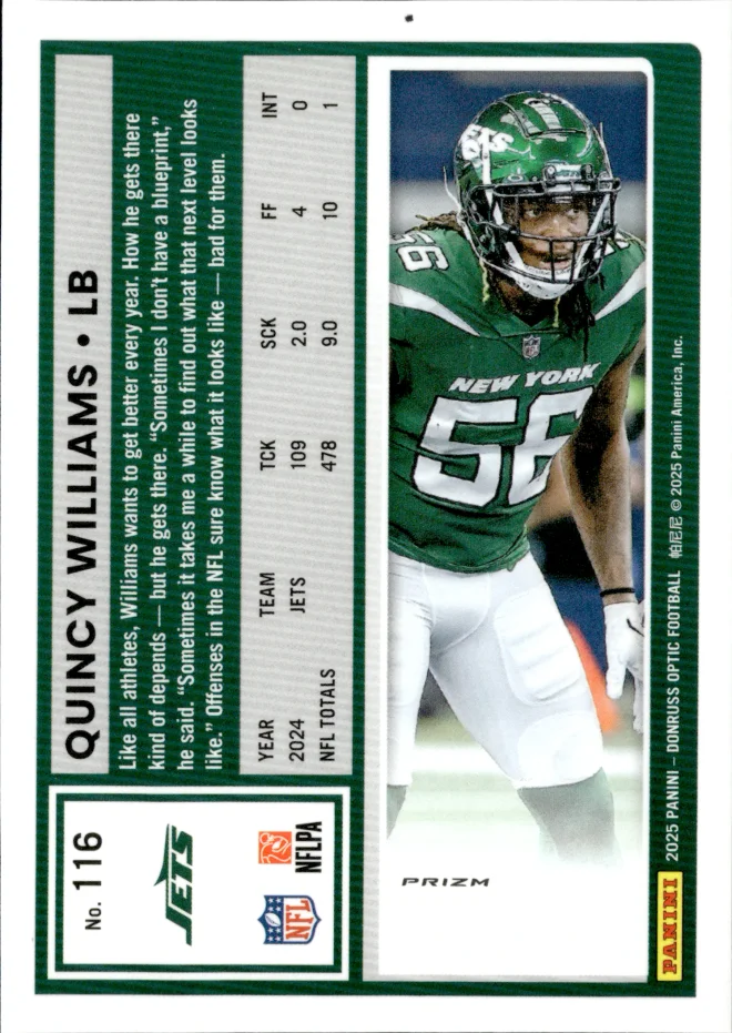 Quincy Williams card back