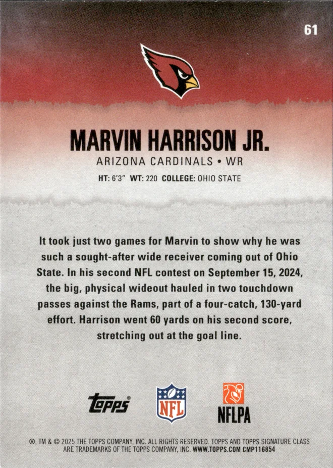 Marvin Harrison Jr. card back