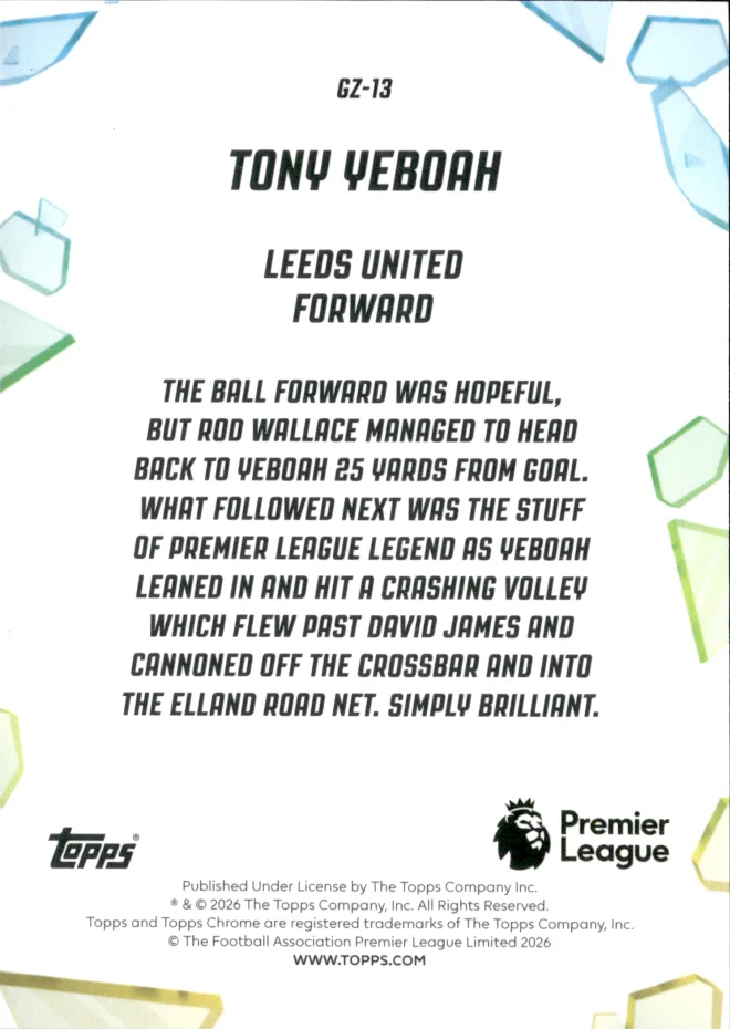 Tony Yeboah card back