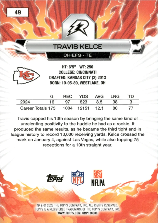 Travis Kelce card back