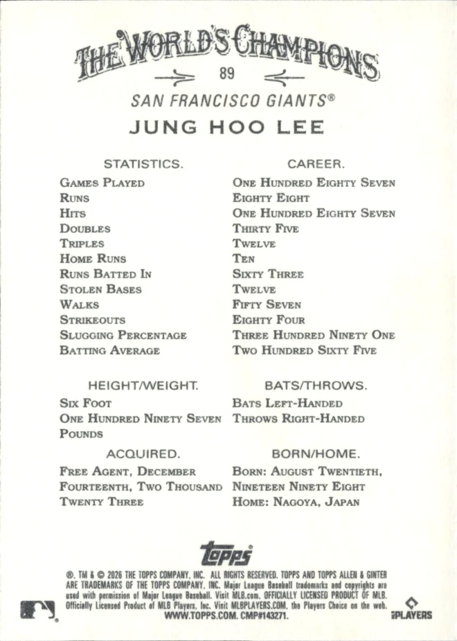 Jung Hoo Lee card back
