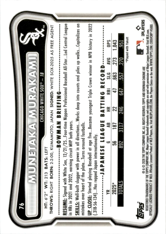 Munetaka Murakami card back