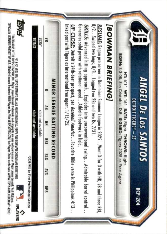 Angel De Los Santos card back