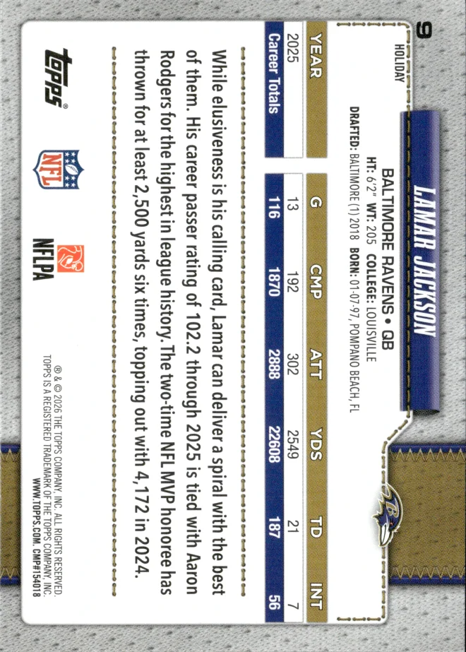 Lamar Jackson card back