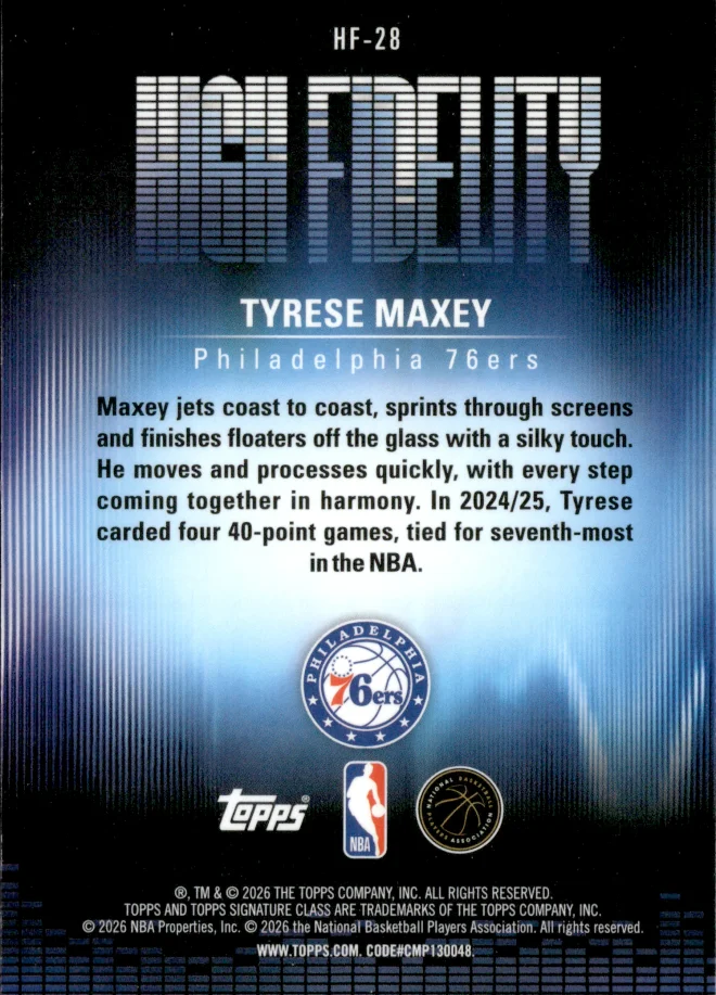 Tyrese Maxey card back