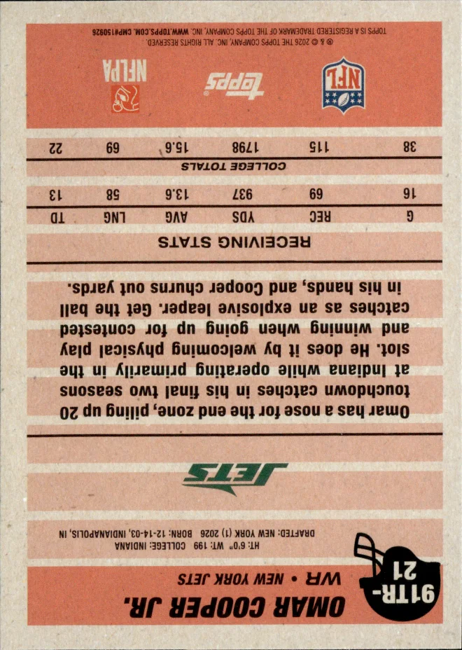 Omar Cooper Jr. card back