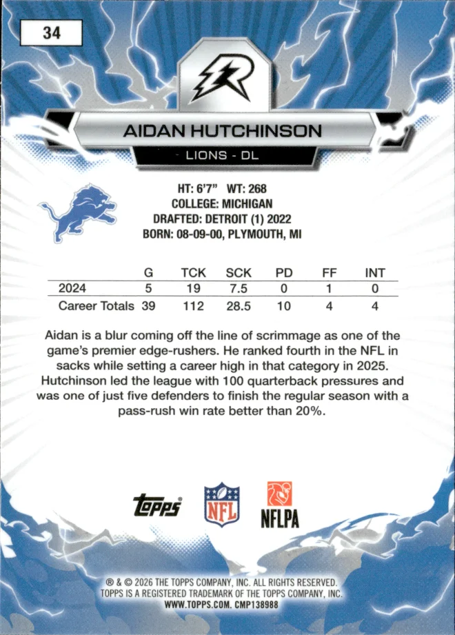 Aidan Hutchinson card back