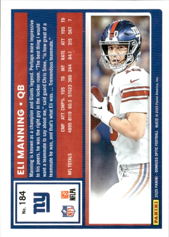 Eli Manning card back