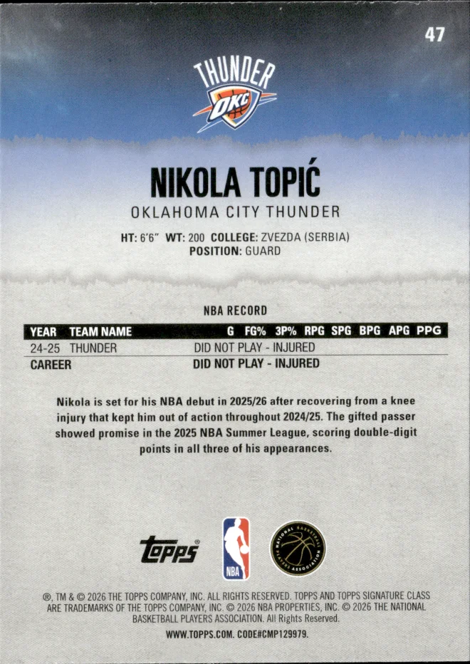 Nikola Topić card back