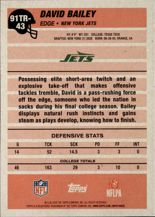 David Bailey card back
