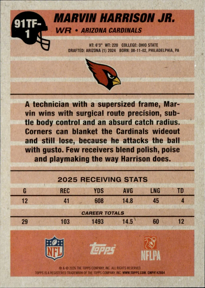 Marvin Harrison Jr. card back