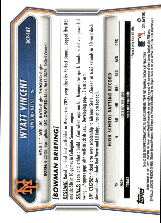 Wyatt Vincent card back