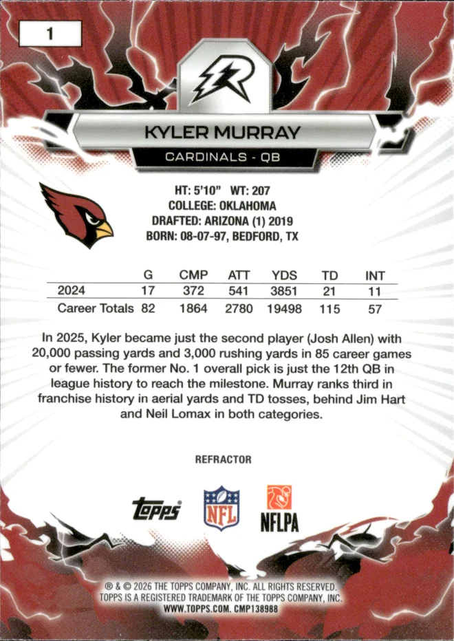 Kyler Murray card back