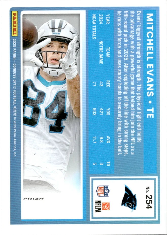Mitchell Evans card back
